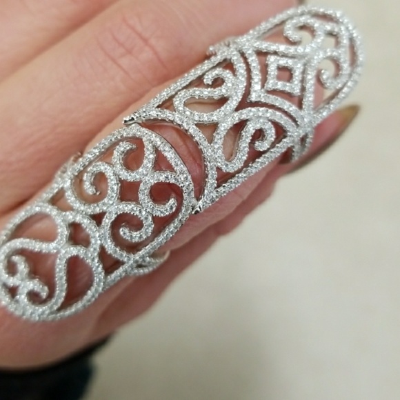 925 CZ long finger knuckle ring - Picture 2 of 8
